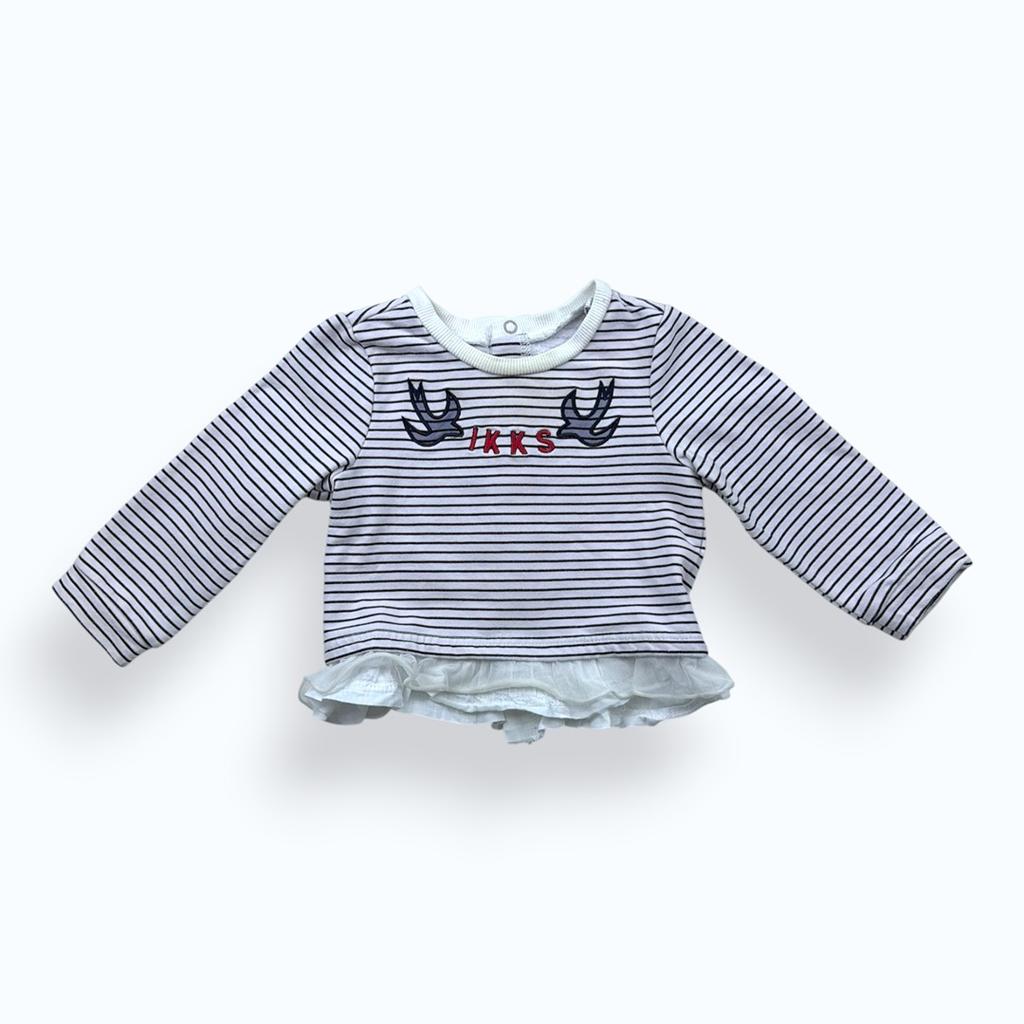 Pull Ikks -12 Mois - Blanc Et Marine - État : Excellent