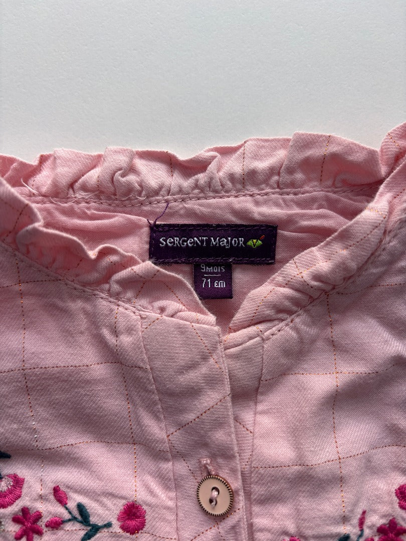 Chemise Sergent Major - 9 mois - Rose - État : Excellent
