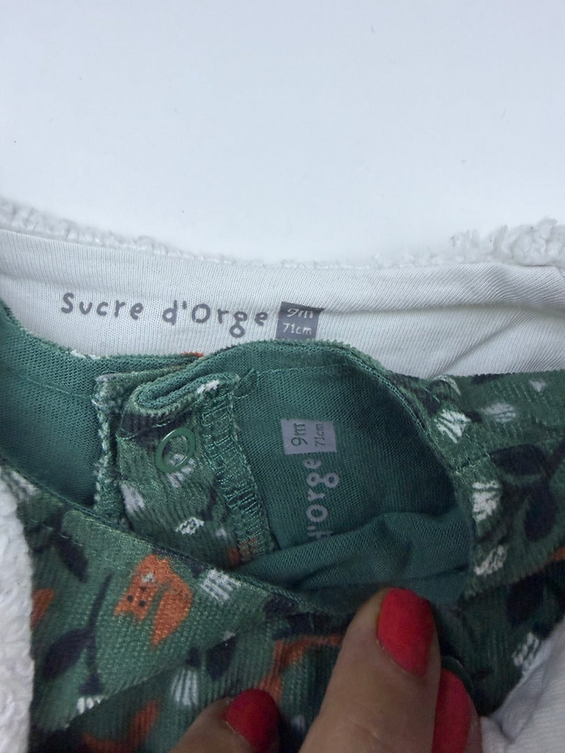Ensemble Robe + gilet Sucre D'orge - 9 Mois - Vert Et Blanc