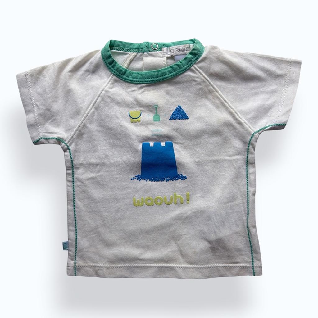 T-shirt Obaïbi - 3 Mois - Blanc Et Vert - État : Excellent