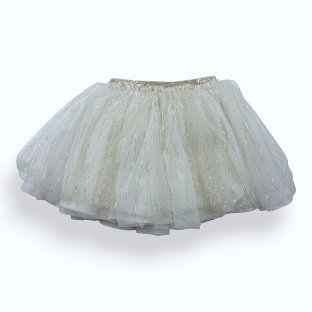 Jupe Tape à L'œil - 6 Ans / 116 Cm - Blanc Et Doré - État : Excellent