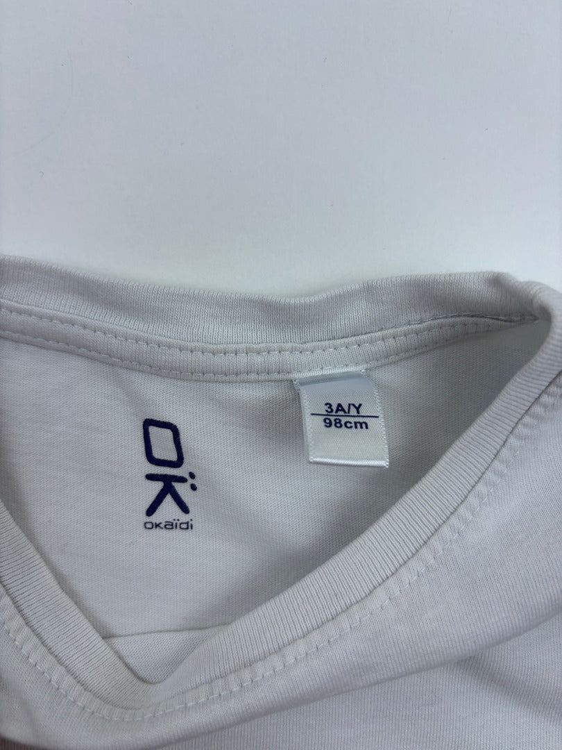 T-shirt Okaïdi - 3 ans / 98 cm - Blanc - État : Excellent