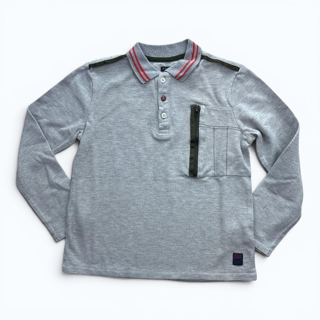 Polo manches longues Ikks - 8 ans - Gris - État : Excellent