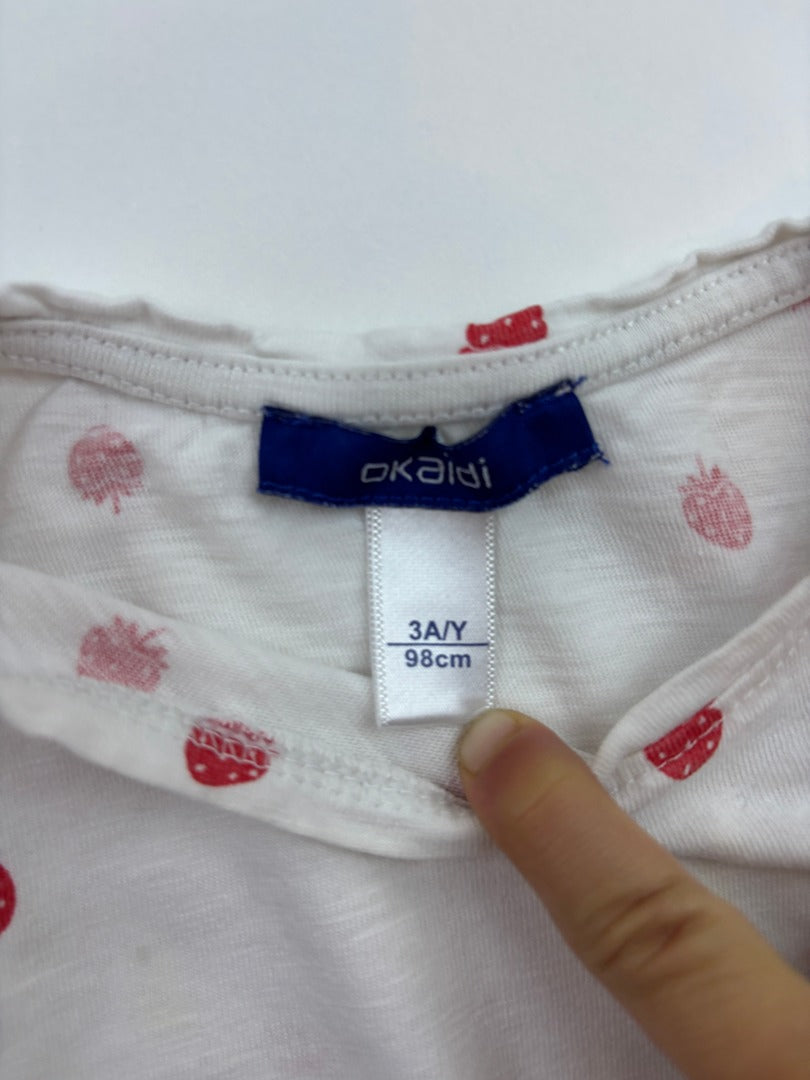 T-shirt Okaïdi - 3 ans / 98 cm - Blanc - État : Excellent