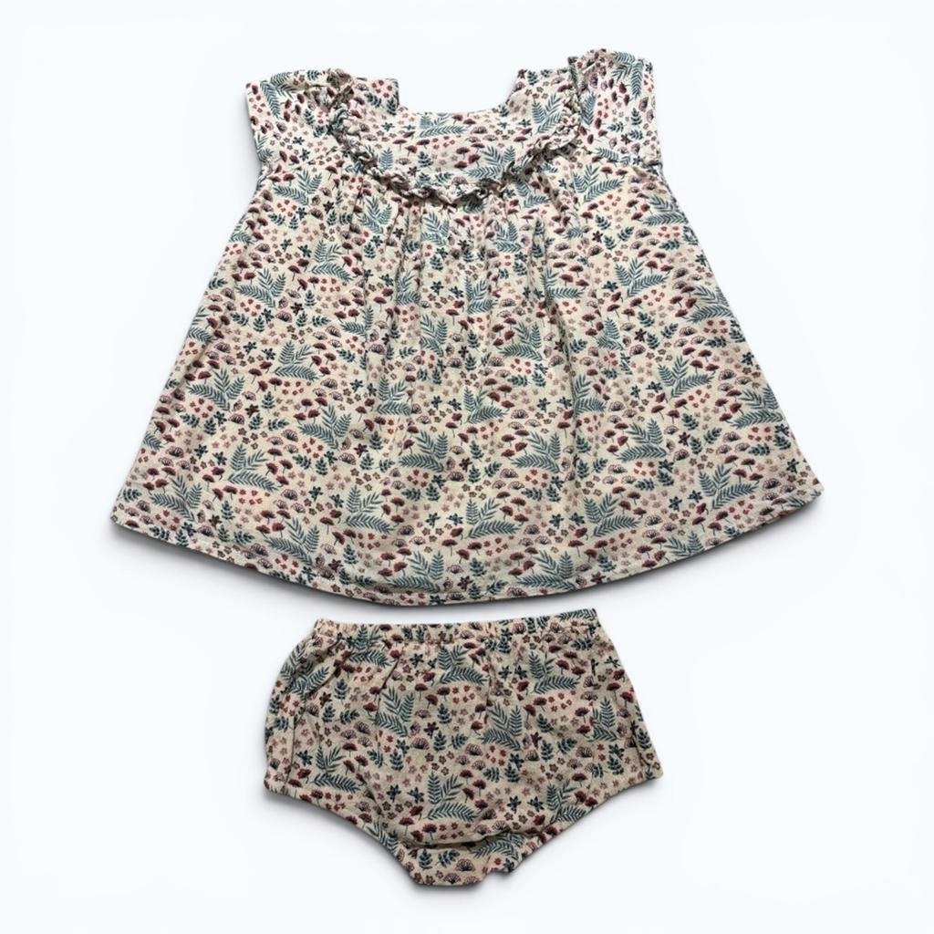 Ensemble robe + bloomer Bout’chou – 18 mois – 100% coton fleuri