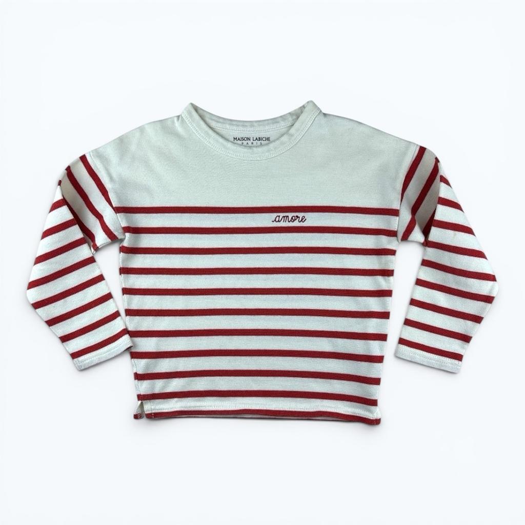 T-shirt Maison Labiche - 4 Ans - Blanc/rouge - État : Excellent