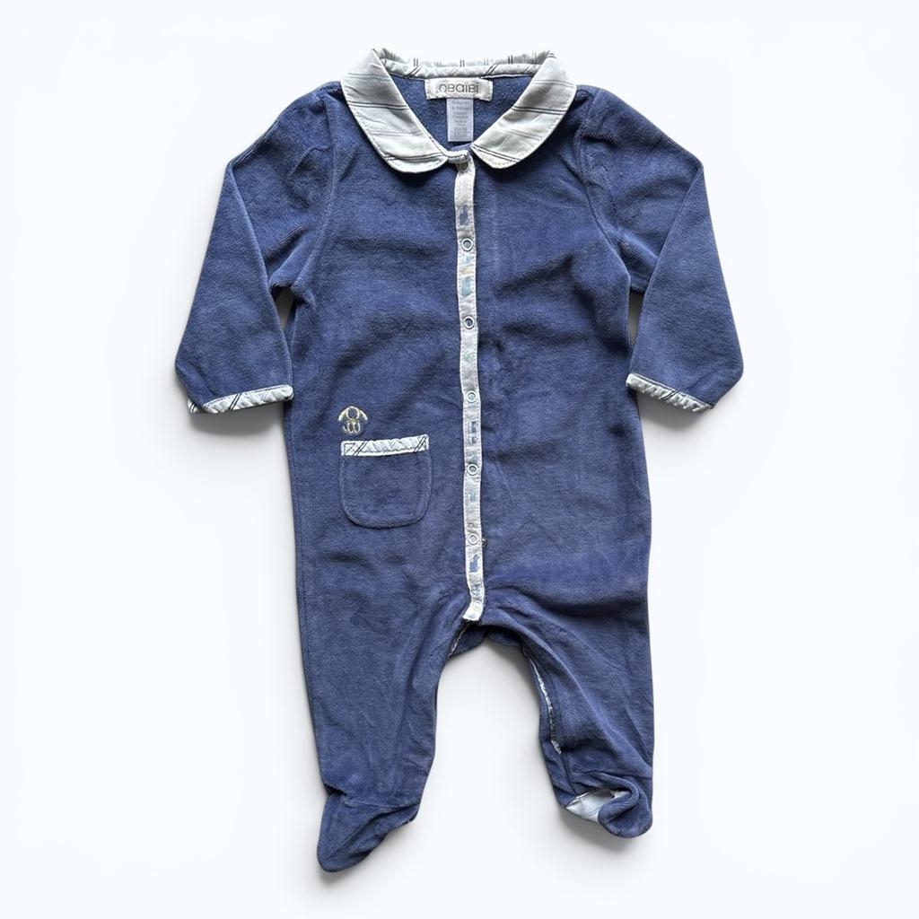 Pyjama velours Okaïdi bleu marine 6 mois
