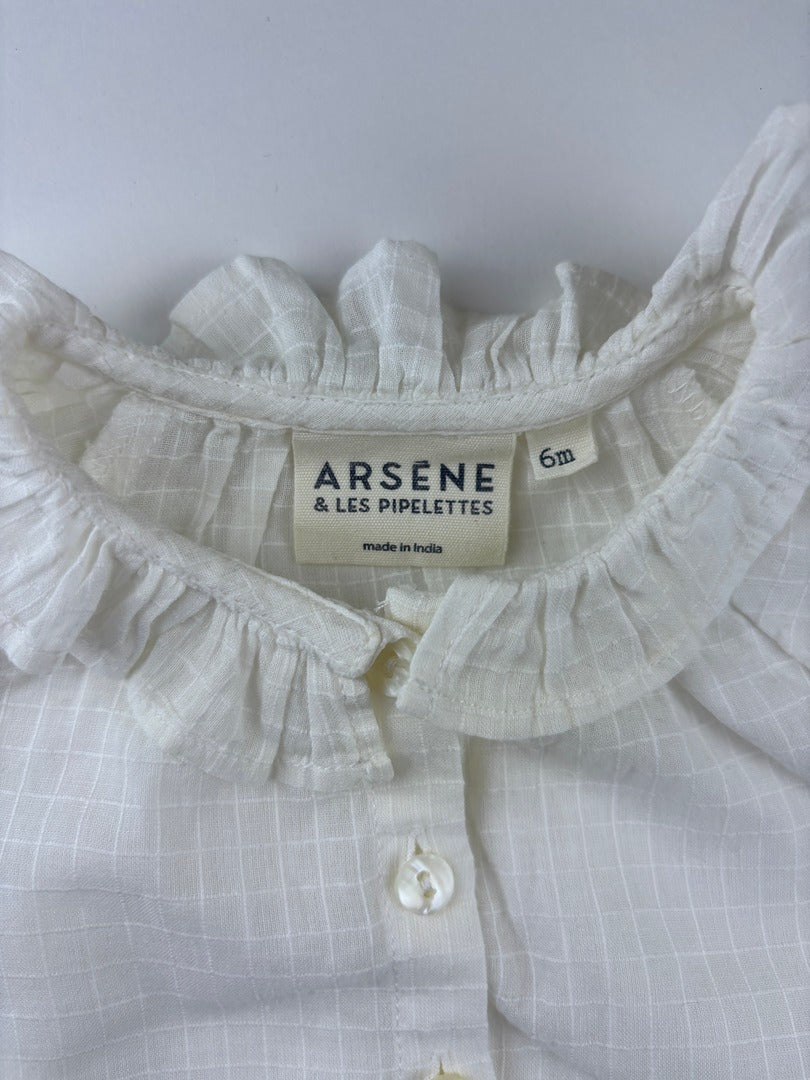 Chemisier Arsène et les Pipelettes - 6 mois - Blanc - État : Excellent